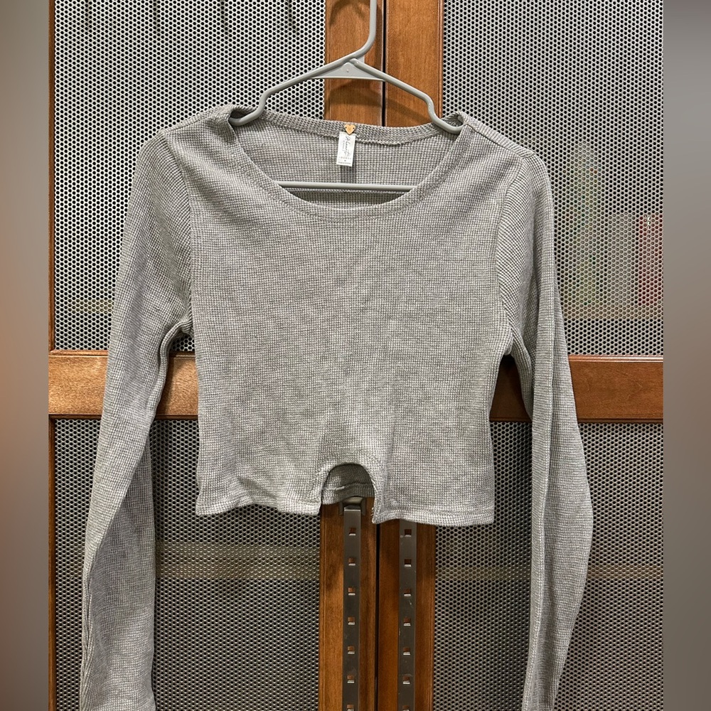 LA Hearts Grey Waffle Long Sleeve Size M
